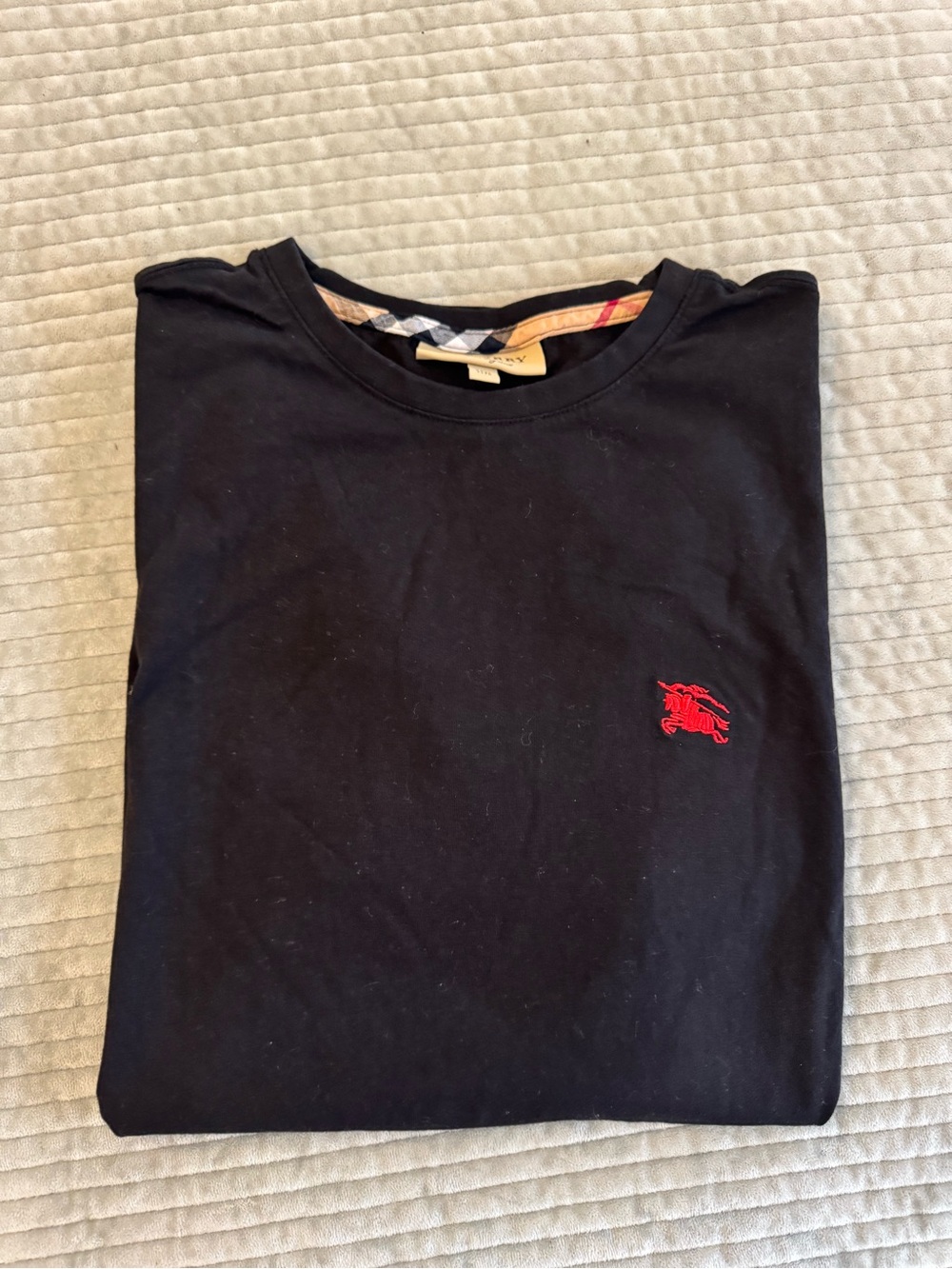 Burberry Black Crewneck T-Shirt with Signature XXXL